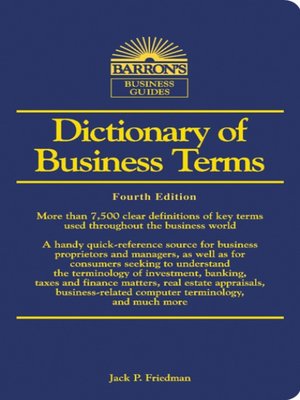 cover image of Dictionary of Business Terms